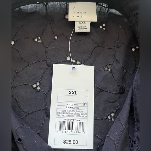 NWT a new day Minimalist Sz XXL Eyelet Short-Sleeve Button Down Shirt & Tank Set - Picture 9 of 14